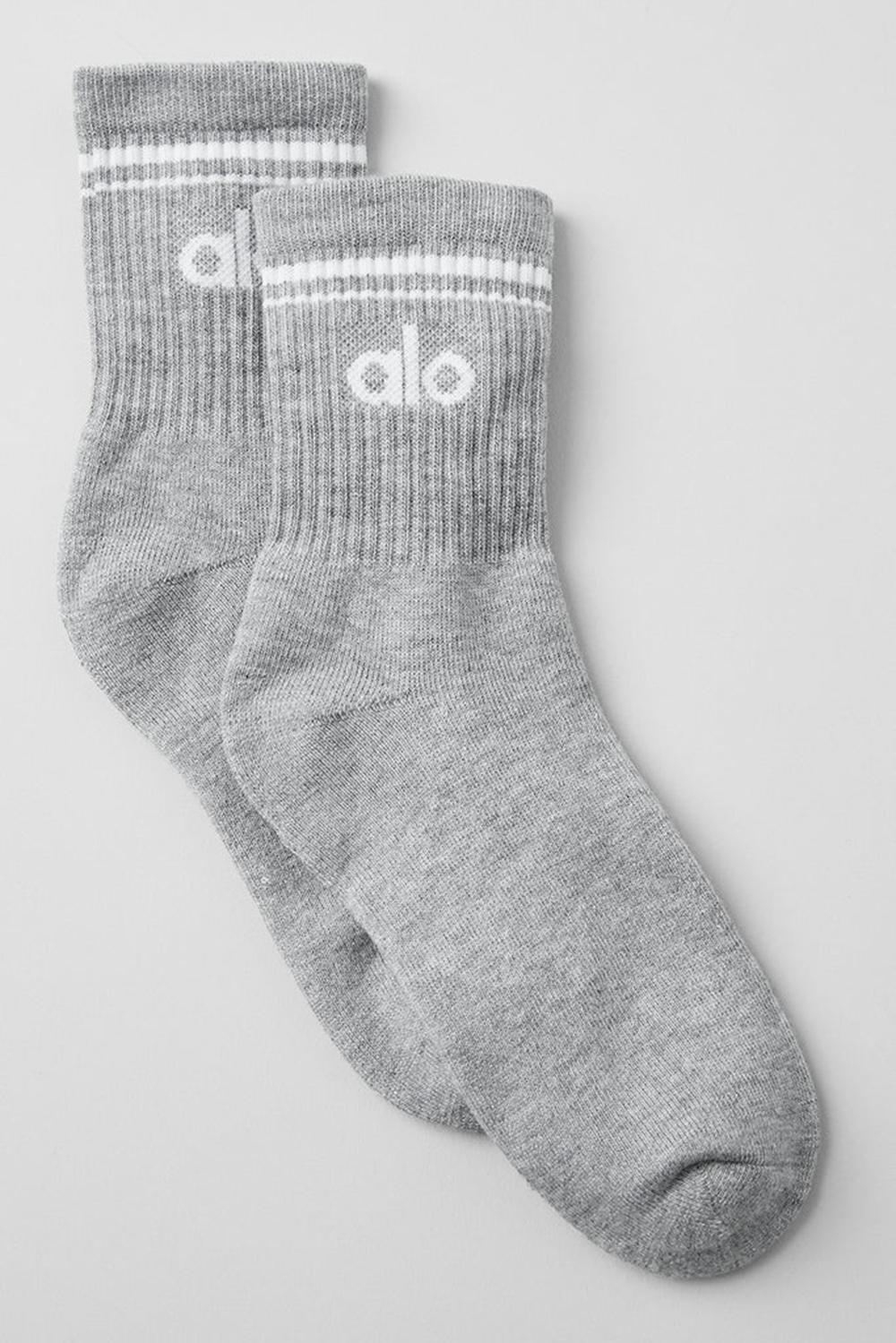 Calcetines Alo Yoga Unisex Half-Crew Throwback Mujer Gris Blancas | España  HSED-30658