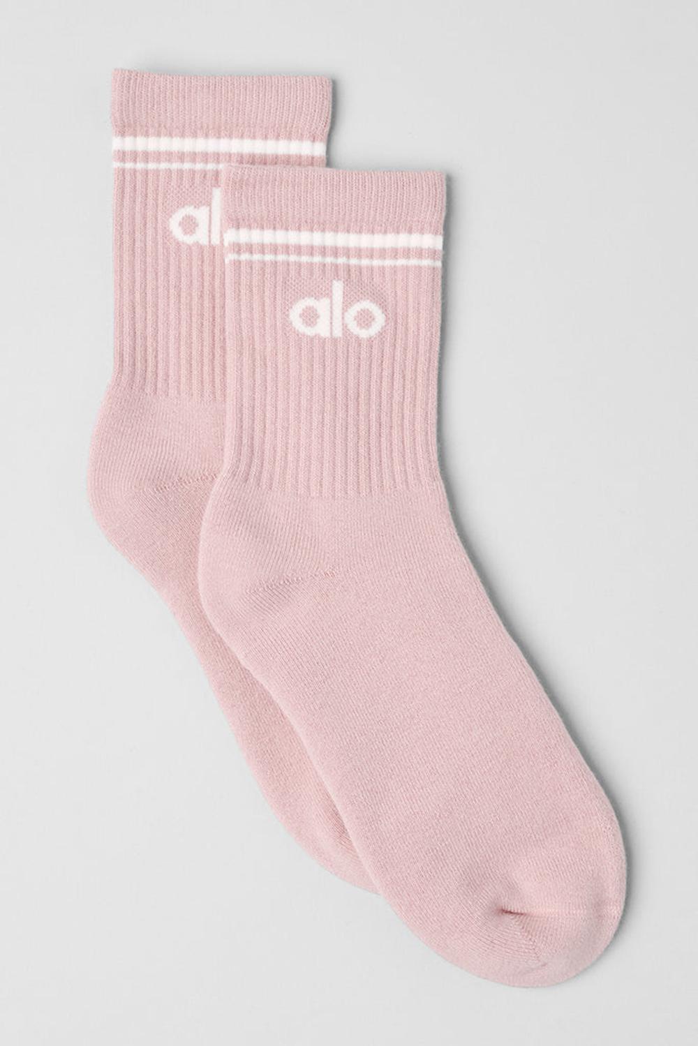 Calcetines Alo Yoga Unisex Half-Crew Throwback Mujer Rosas Blancas | España  VJYZ-28945