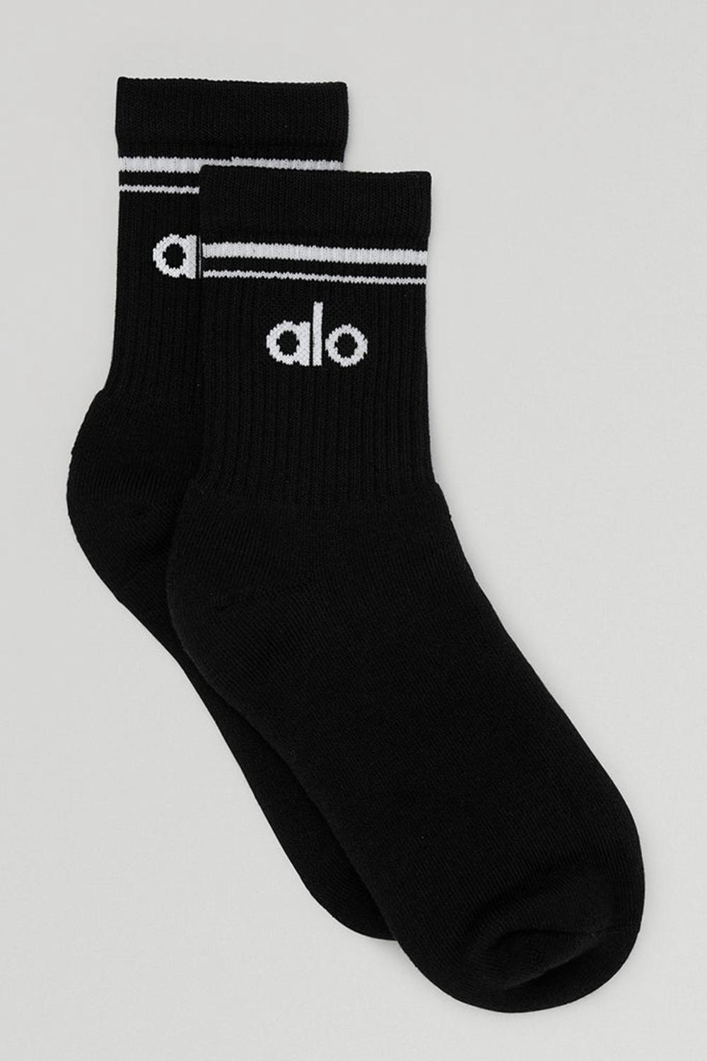 Calcetines Alo Yoga Unisex Half-Crew Throwback Mujer Negras Blancas | España  UZCR-67348