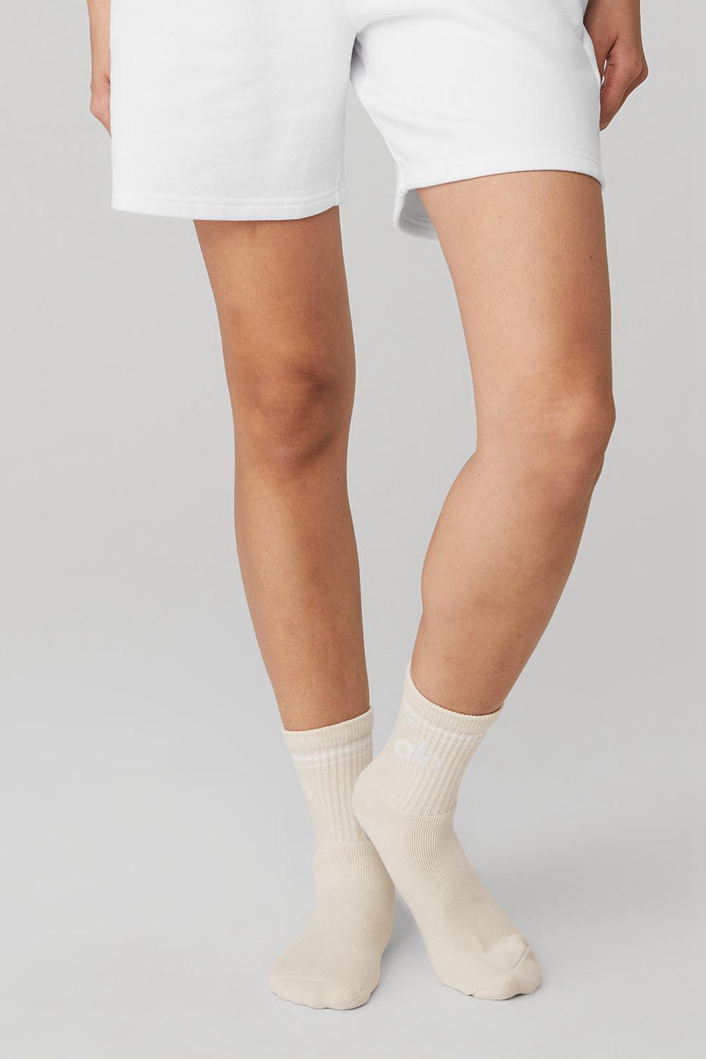 Calcetines Alo Yoga Unisex Half-Crew Throwback Mujer Blancas | España  NOQV-10467