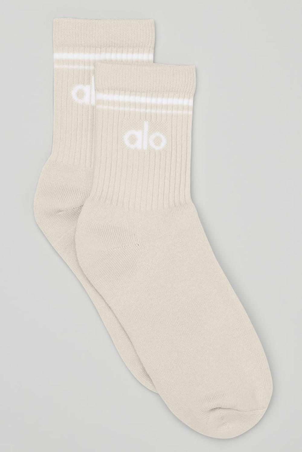 Calcetines Alo Yoga Unisex Half-Crew Throwback Mujer Blancas | España  NOQV-10467