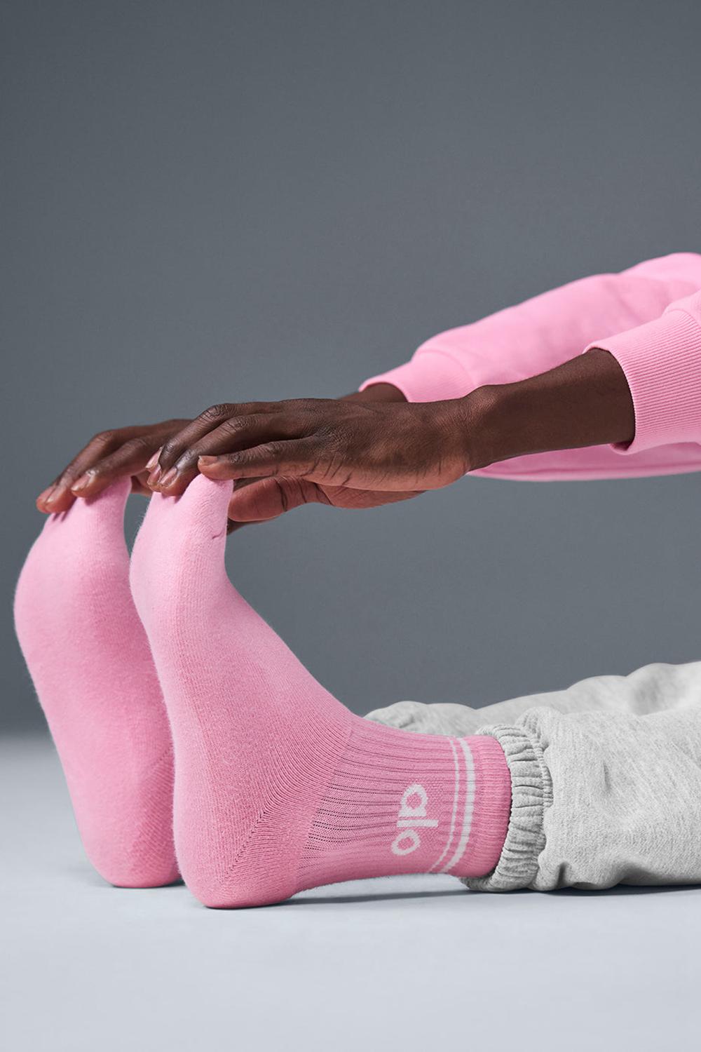 Calcetines Alo Yoga Unisex Half-Crew Throwback Mujer Rosas Blancas | España  KWCU-67092