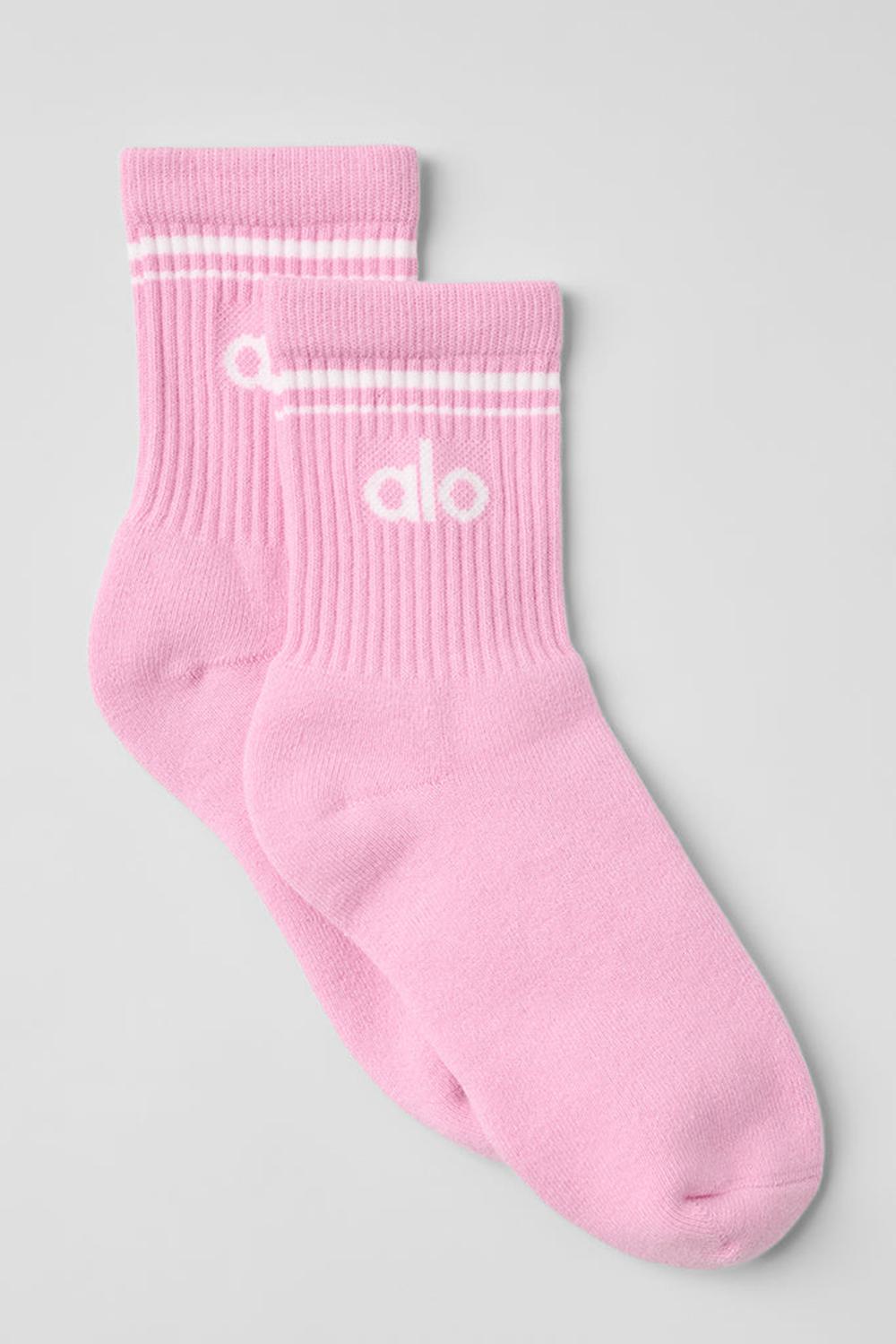 Calcetines Alo Yoga Unisex Half-Crew Throwback Mujer Rosas Blancas | España  KWCU-67092