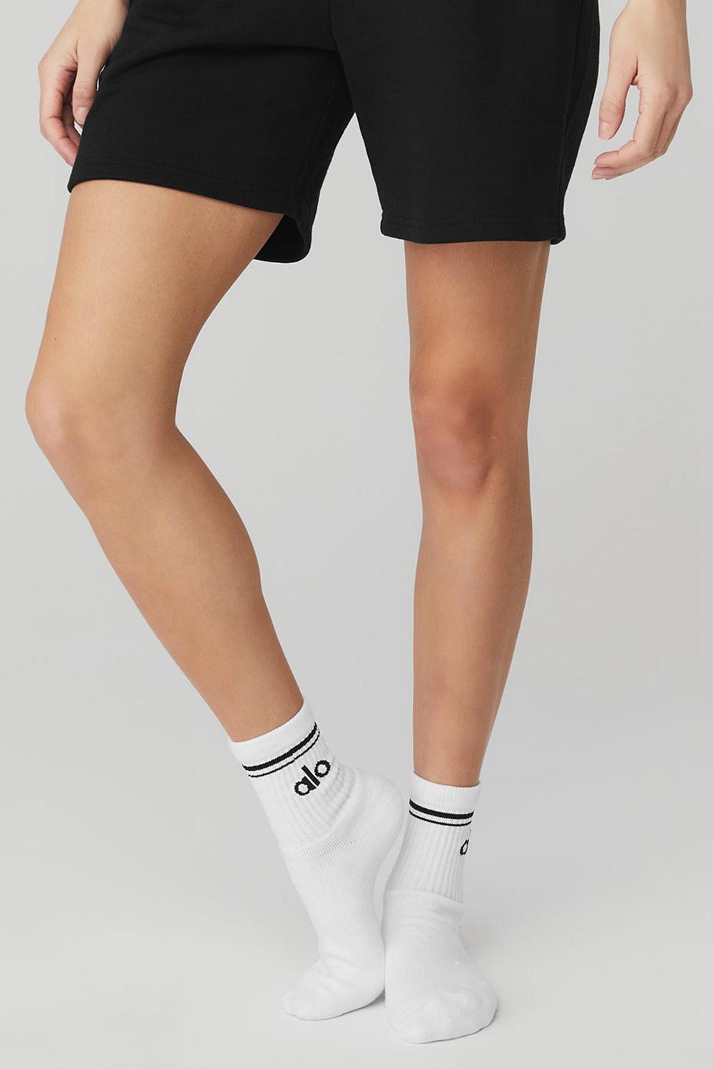 Calcetines Alo Yoga Unisex Half-Crew Throwback Mujer Blancas Negras | España  YSBG-05736