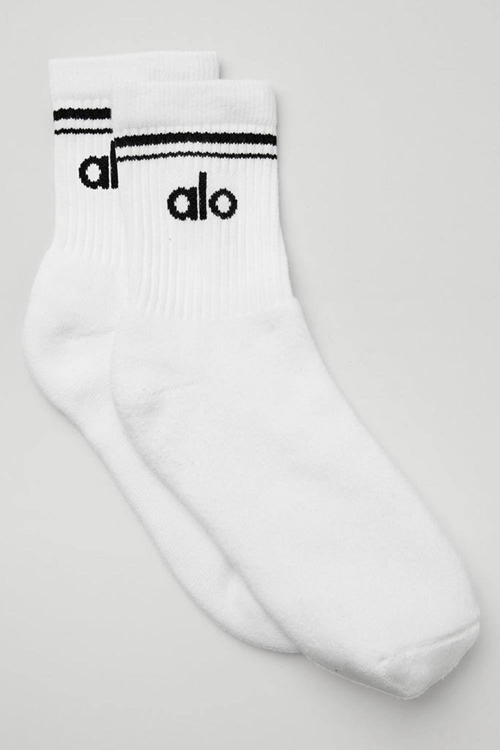 Calcetines Alo Yoga Unisex Half-Crew Throwback Mujer Blancas Negras | España  YSBG-05736