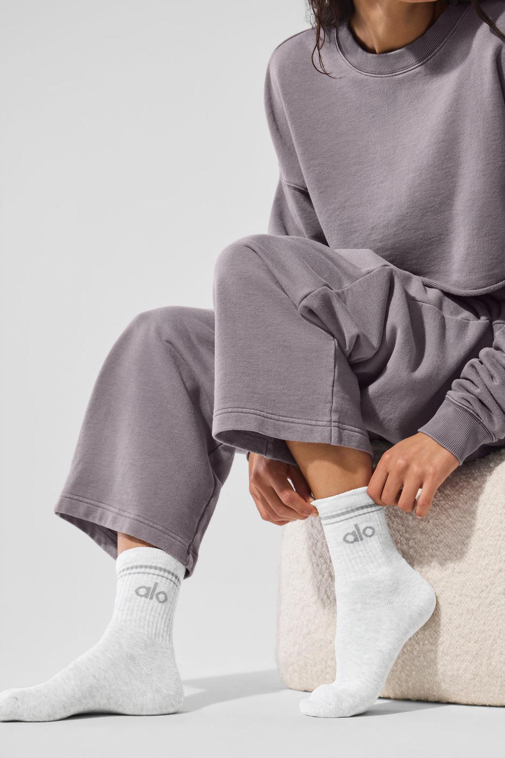 Calcetines Alo Yoga Unisex Half-Crew Throwback Mujer Blancas Gris | España  RPHE-62085