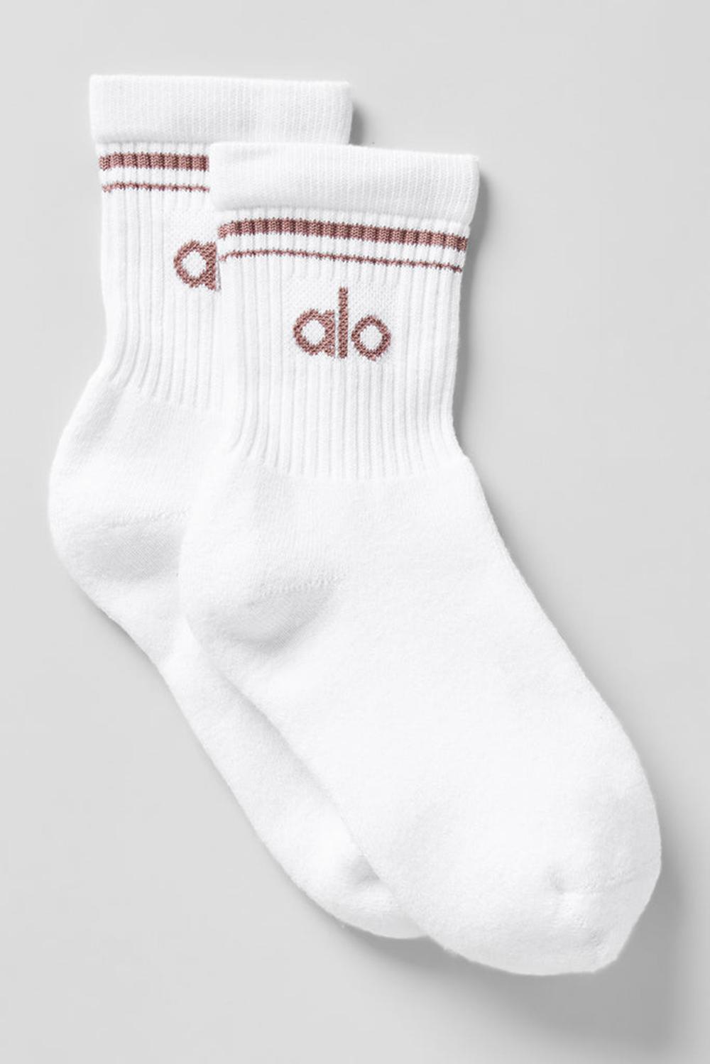Calcetines Alo Yoga Unisex Half-Crew Throwback Mujer Blancas | España  OFGE-54036