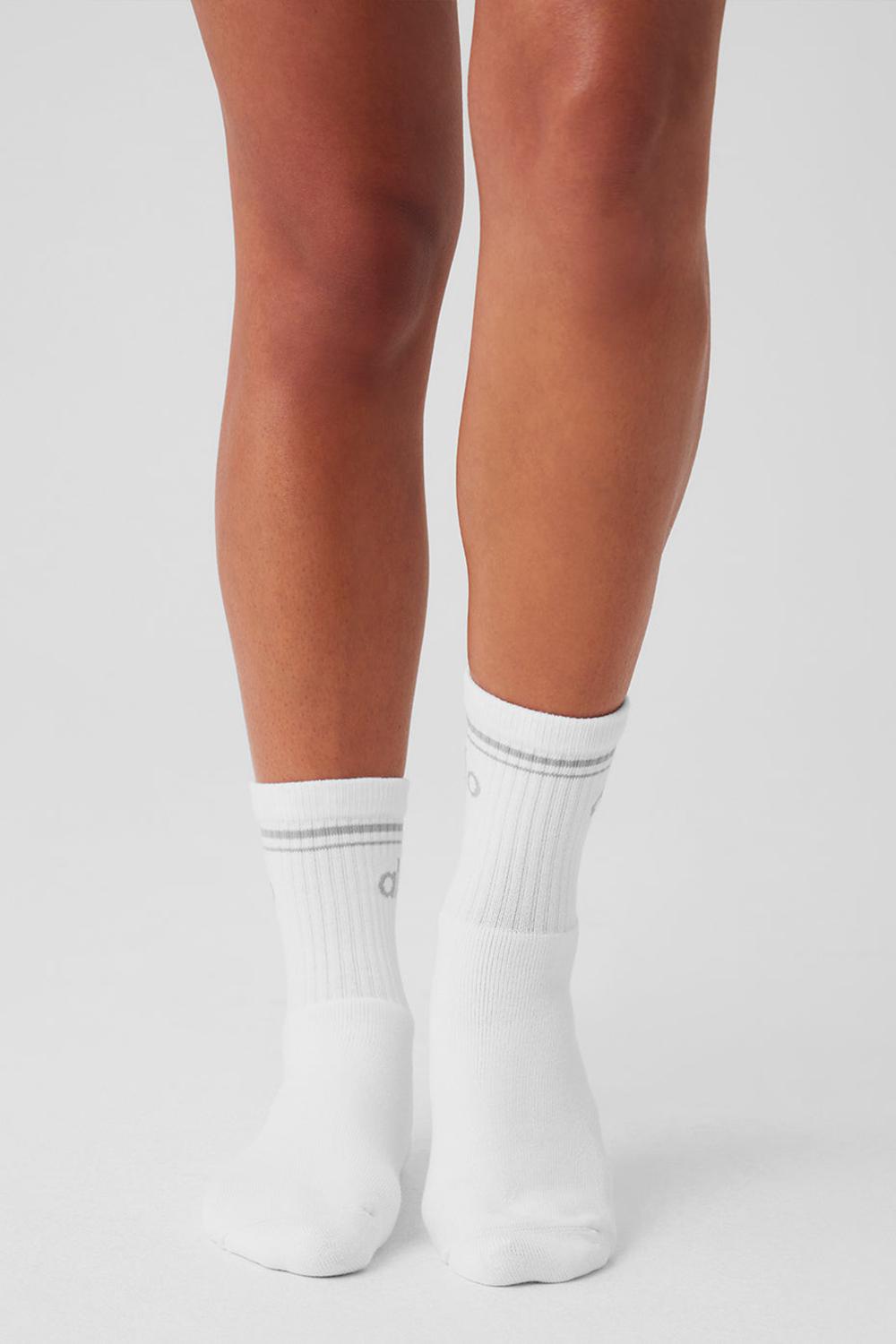 Calcetines Alo Yoga Unisex Half-Crew Throwback Mujer Blancas Titanium | España  INZT-19683