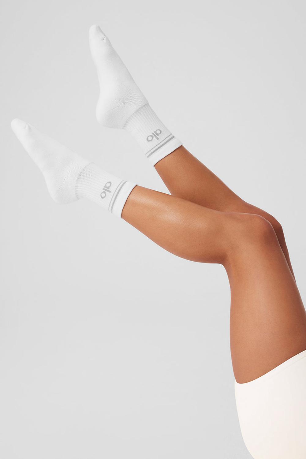 Calcetines Alo Yoga Unisex Half-Crew Throwback Mujer Blancas Titanium | España  INZT-19683