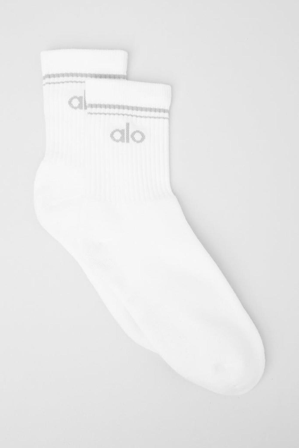 Calcetines Alo Yoga Unisex Half-Crew Throwback Mujer Blancas Titanium | España  INZT-19683
