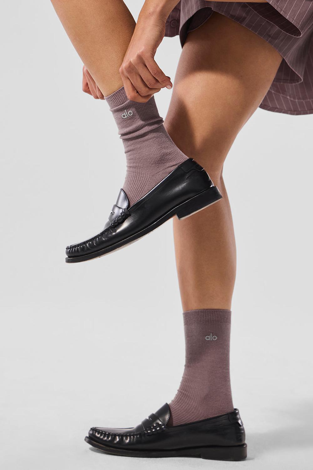 Calcetines Alo Yoga Unisex Half-Crew Understated Mujer Mushroom | España  GCAF-87301