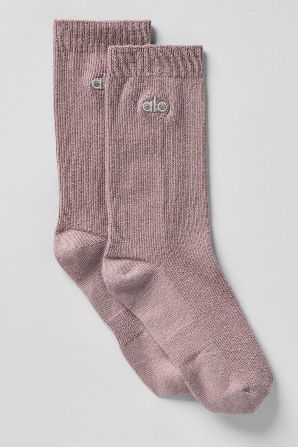 Calcetines Alo Yoga Unisex Half-Crew Understated Mujer Mushroom | España  GCAF-87301
