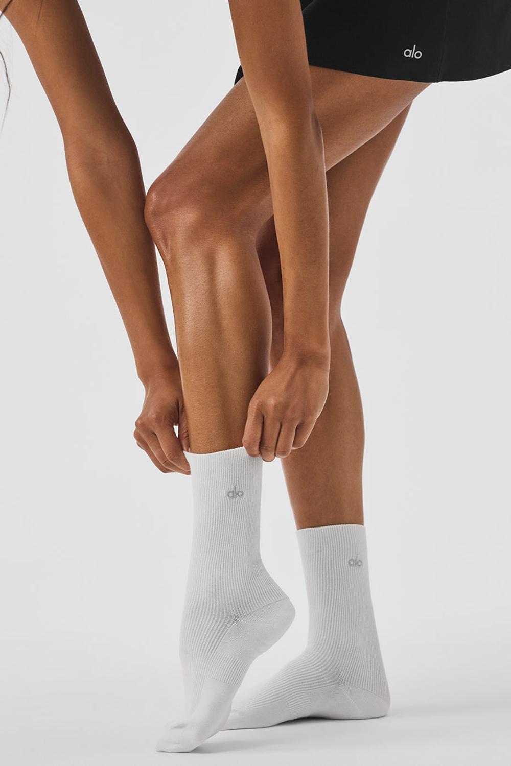 Calcetines Alo Yoga Unisex Half-Crew Understated Mujer Blancas | España  EGCH-10723