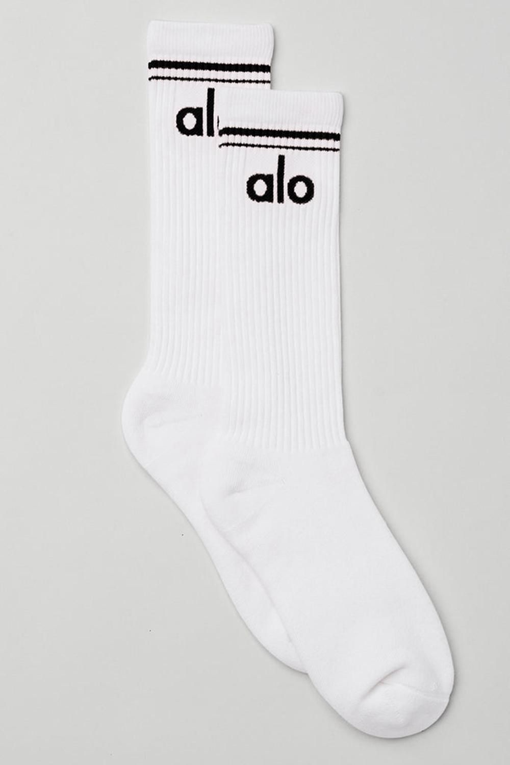 Calcetines Alo Yoga Unisex Throwback Mujer Blancas Negras | España  LMVH-13684