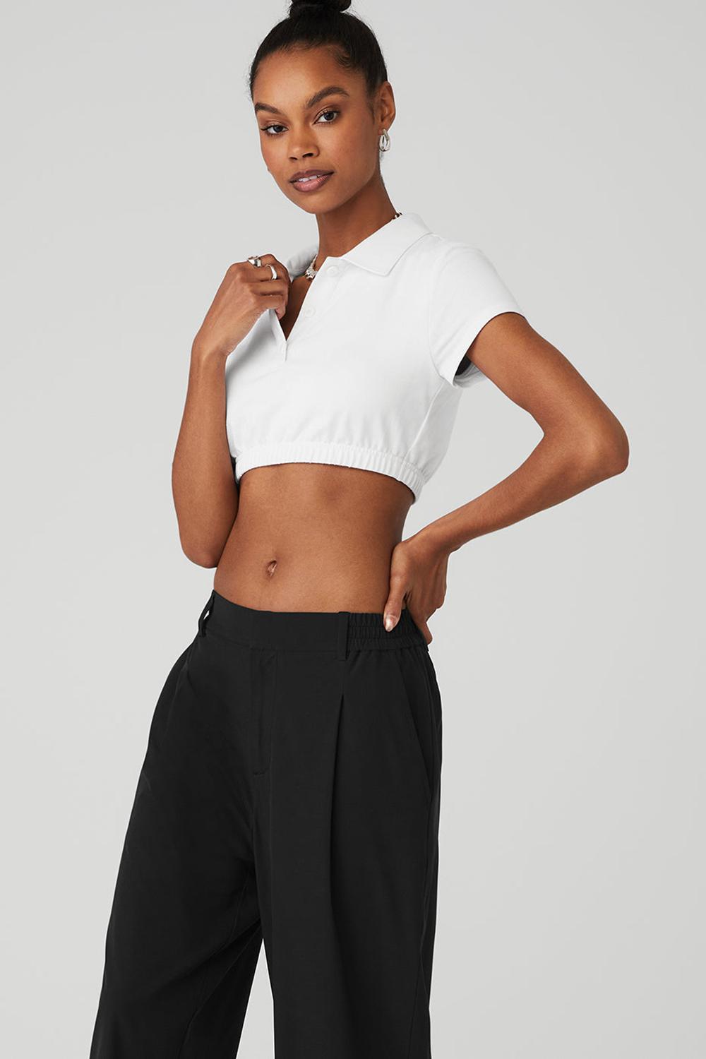 Camisa Polo Alo Yoga Cropped Prestige Polo Mujer Blancas | España  ZFLE-65987