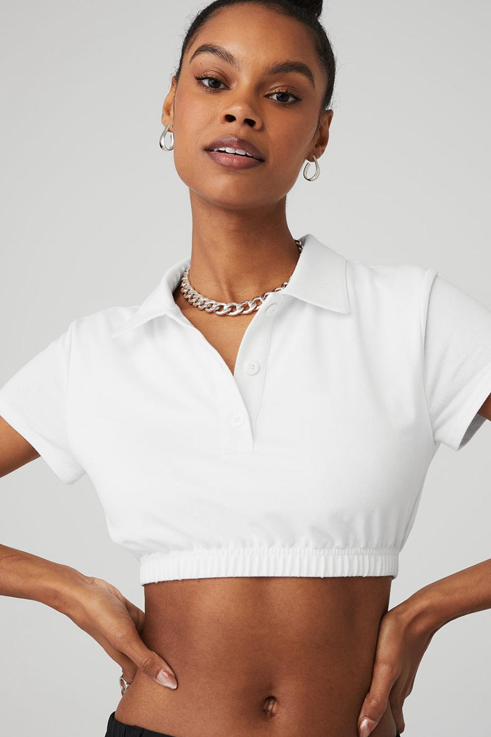 Camisa Polo Alo Yoga Cropped Prestige Polo Mujer Blancas | España  ZFLE-65987