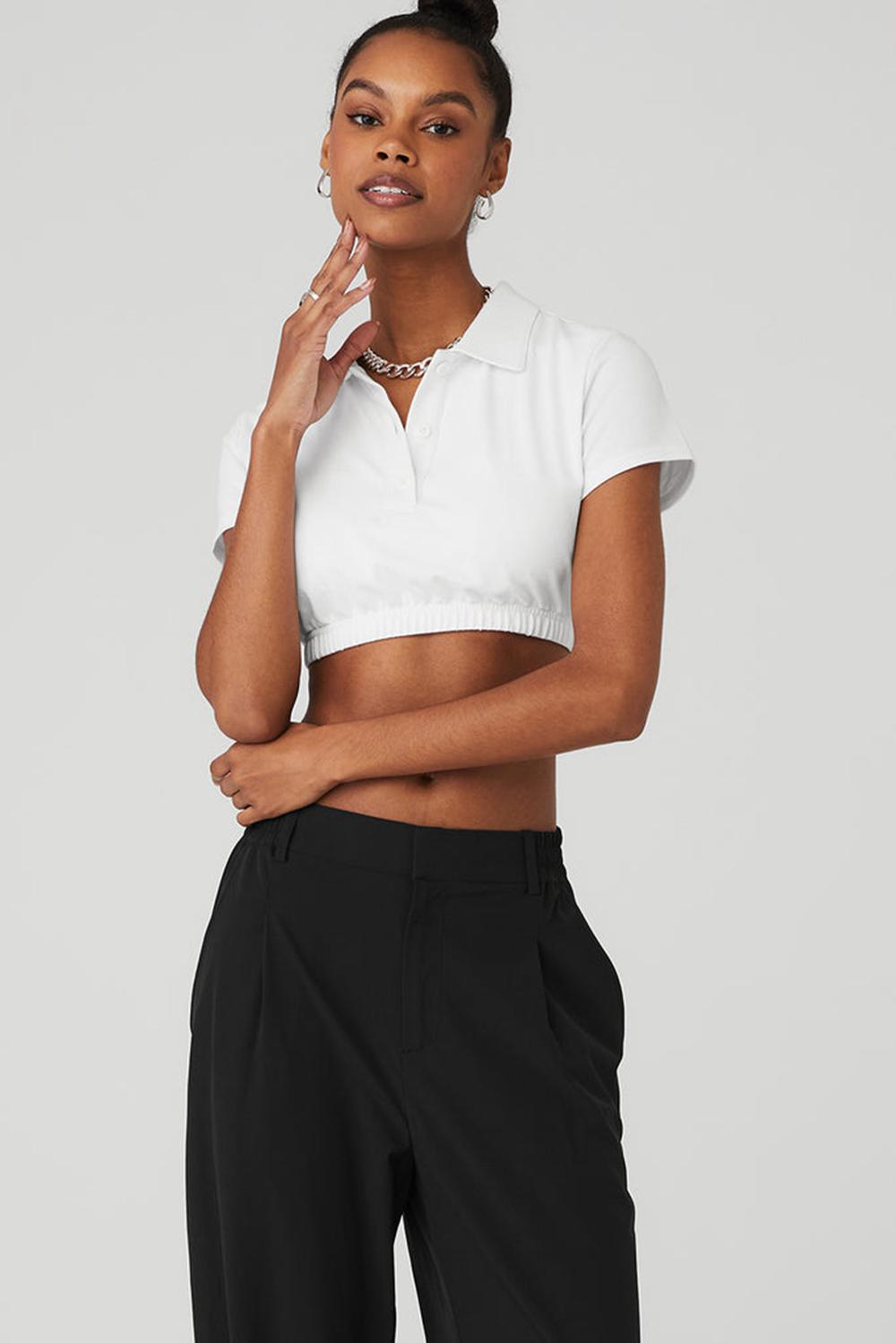 Camisa Polo Alo Yoga Cropped Prestige Polo Mujer Blancas | España  ZFLE-65987