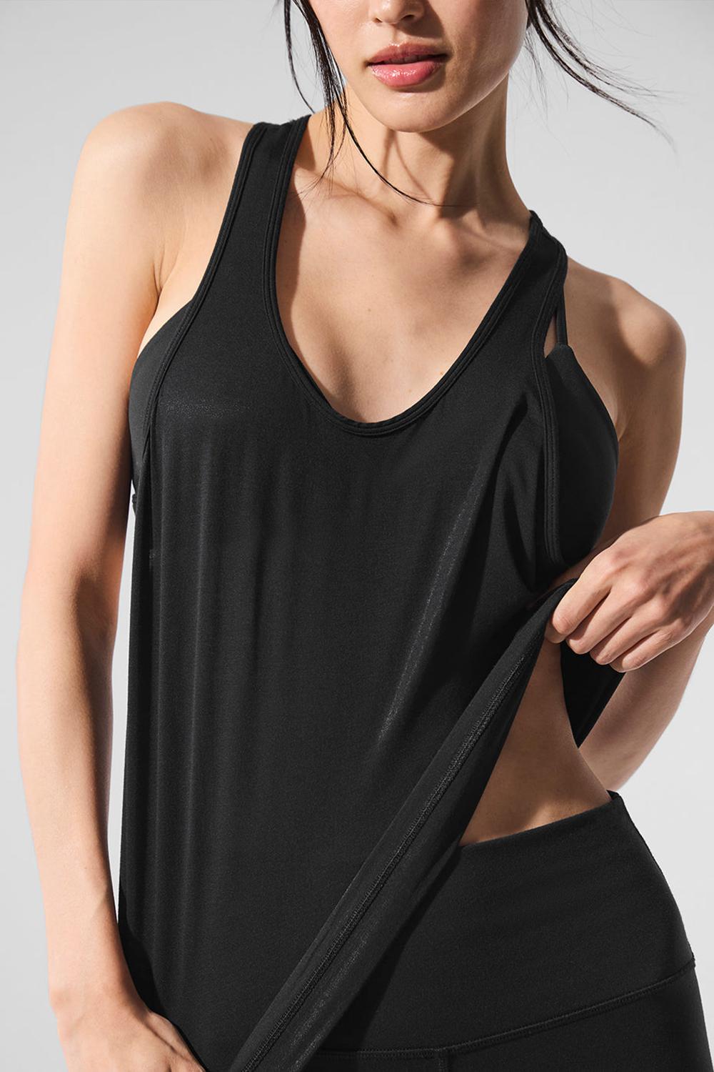 Camiseta Sin Mangas Running Alo Yoga All Day Mujer Negras | España  SOMC-97381