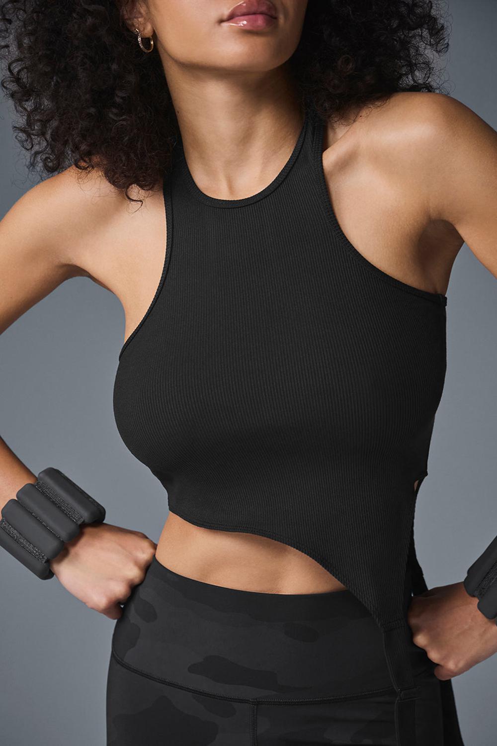 Camiseta Sin Mangas Running Alo Yoga Alosoft Ribbed Revelation Mujer Negras | España  UHRO-29104
