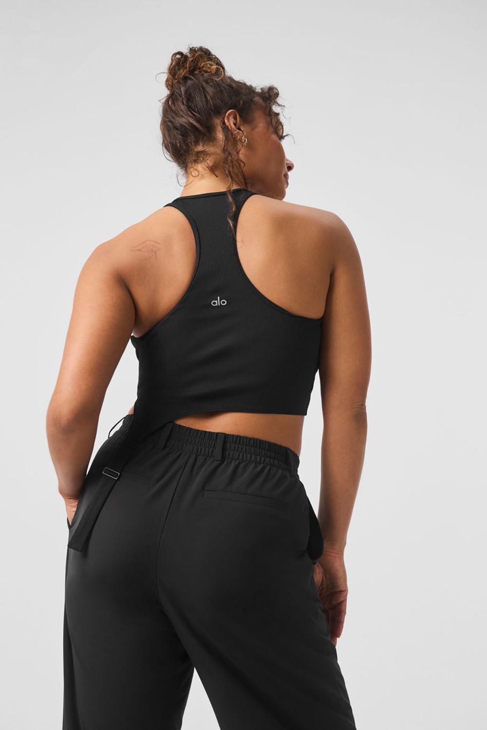Camiseta Sin Mangas Running Alo Yoga Alosoft Ribbed Revelation Mujer Negras | España  UHRO-29104