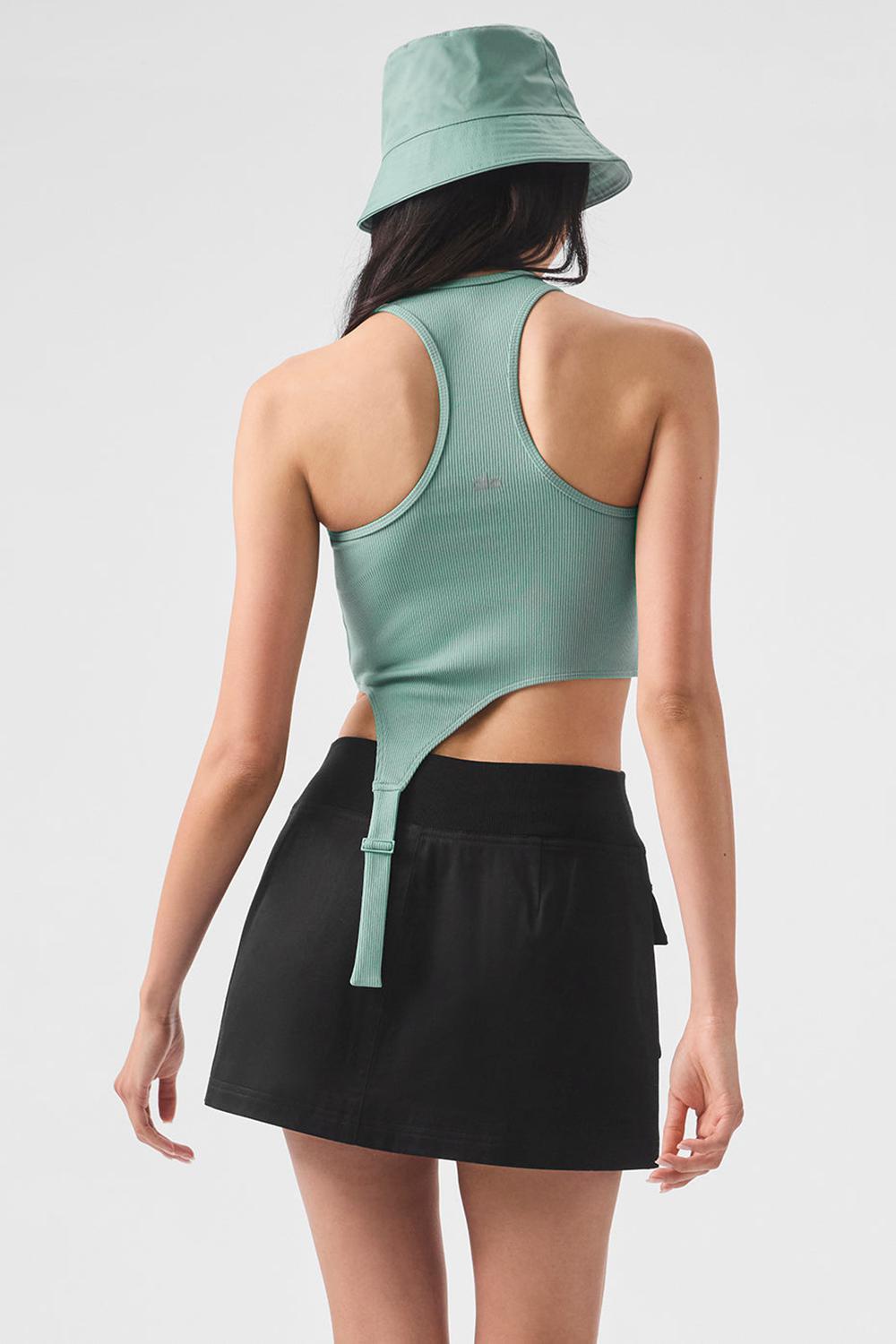 Camiseta Sin Mangas Running Alo Yoga Alosoft Ribbed Revelation Mujer Verde | España  POFZ-29074