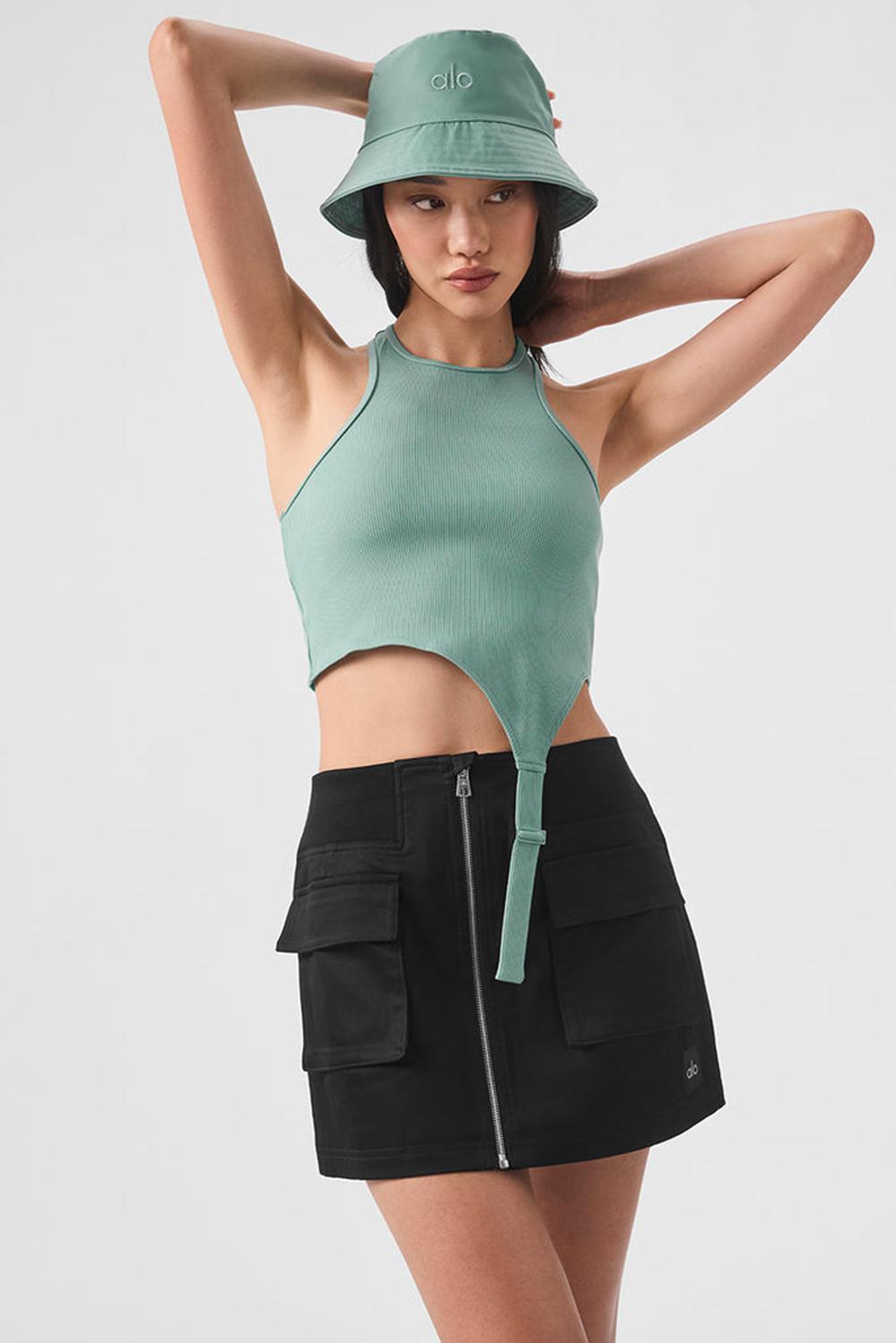 Camiseta Sin Mangas Running Alo Yoga Alosoft Ribbed Revelation Mujer Verde | España  POFZ-29074
