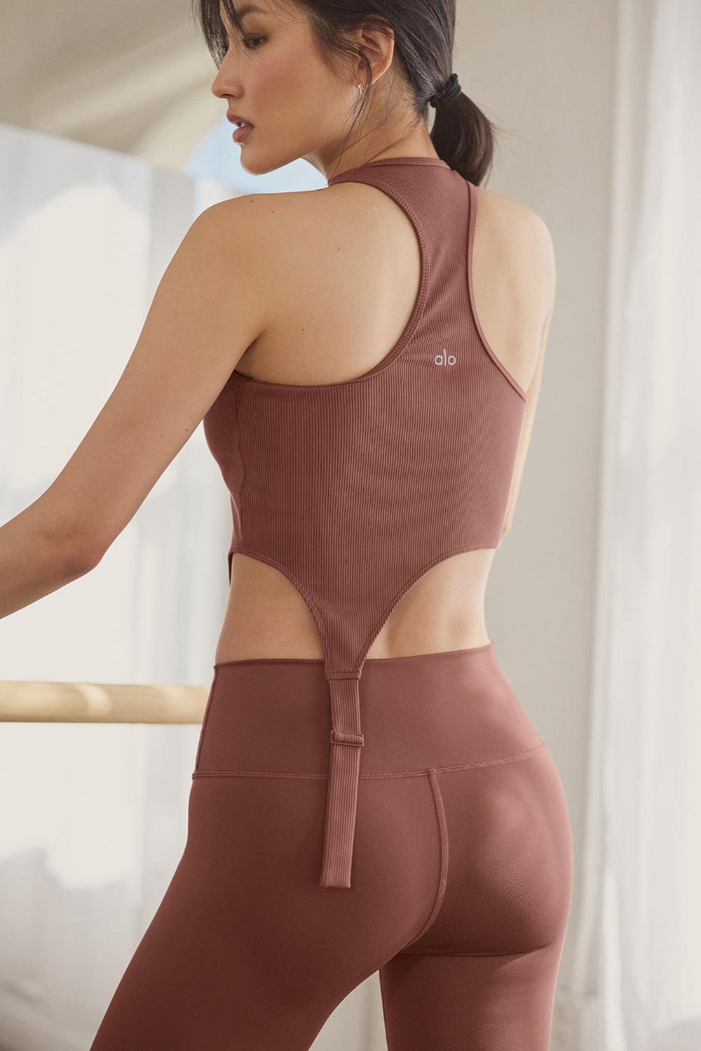 Camiseta Sin Mangas Running Alo Yoga Alosoft Ribbed Revelation Mujer Chestnut | España  UWNV-68570