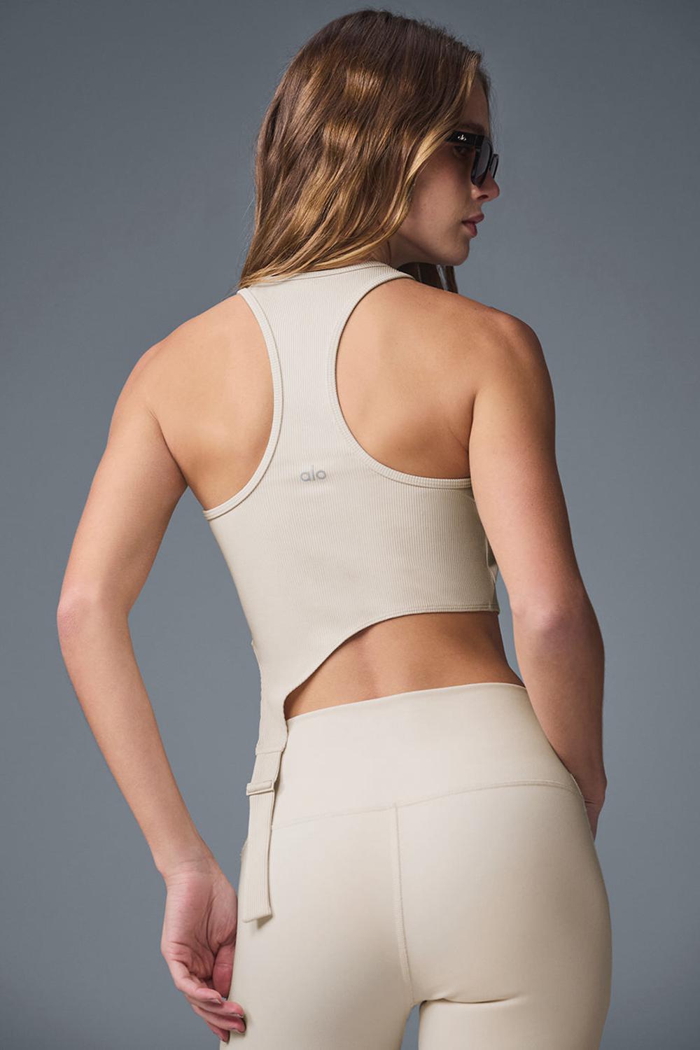 Camiseta Sin Mangas Running Alo Yoga Alosoft Ribbed Revelation Mujer Oat Milk | España  ENPX-57321