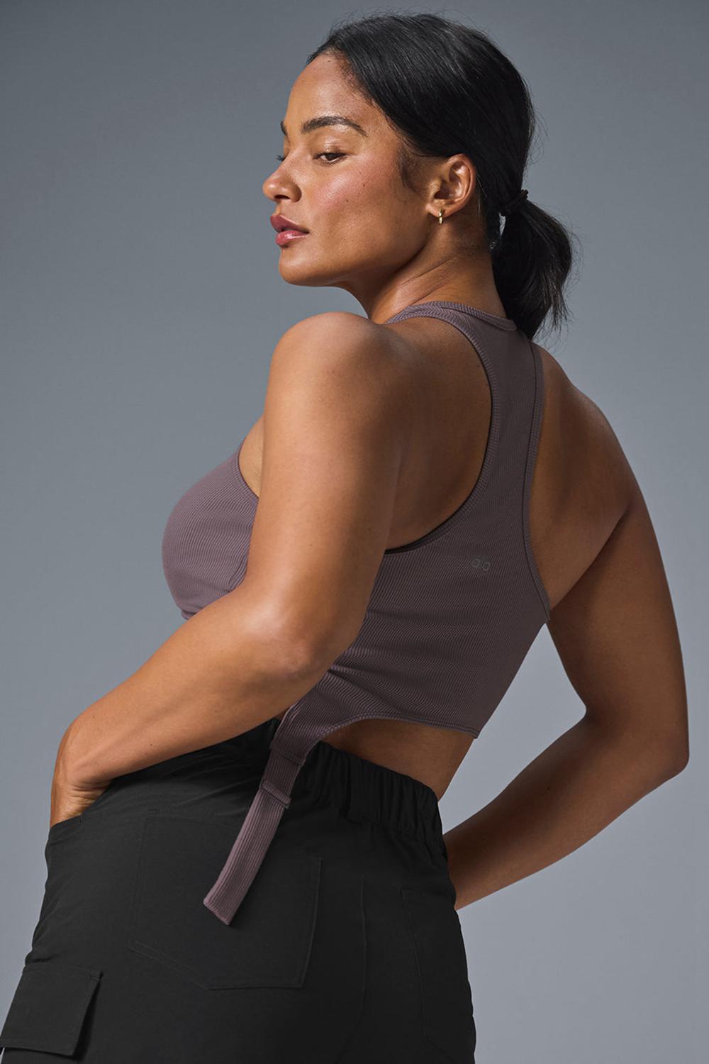 Camiseta Sin Mangas Running Alo Yoga Alosoft Ribbed Revelation Mujer Raisinette | España  TQNB-84507