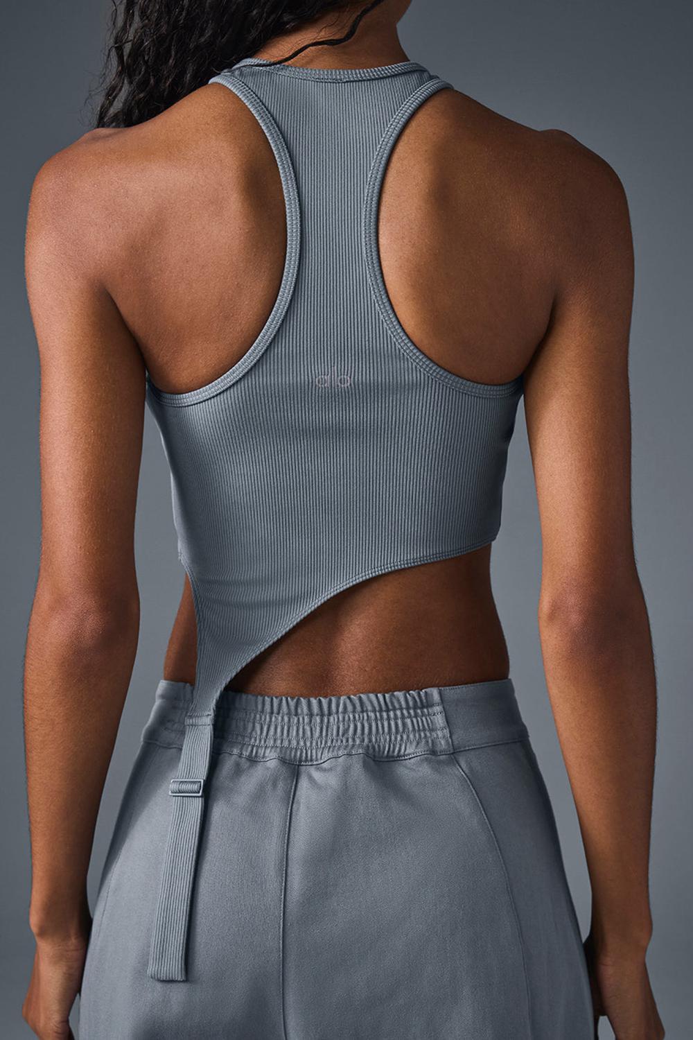 Camiseta Sin Mangas Running Alo Yoga Alosoft Ribbed Revelation Mujer Gris | España  IVZU-46732