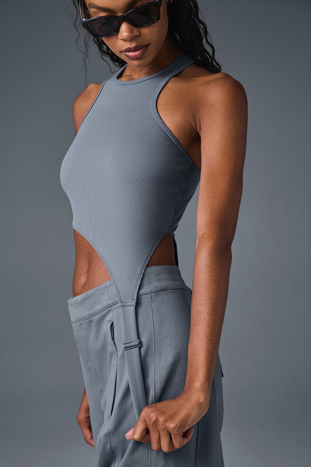 Camiseta Sin Mangas Running Alo Yoga Alosoft Ribbed Revelation Mujer Gris | España  IVZU-46732