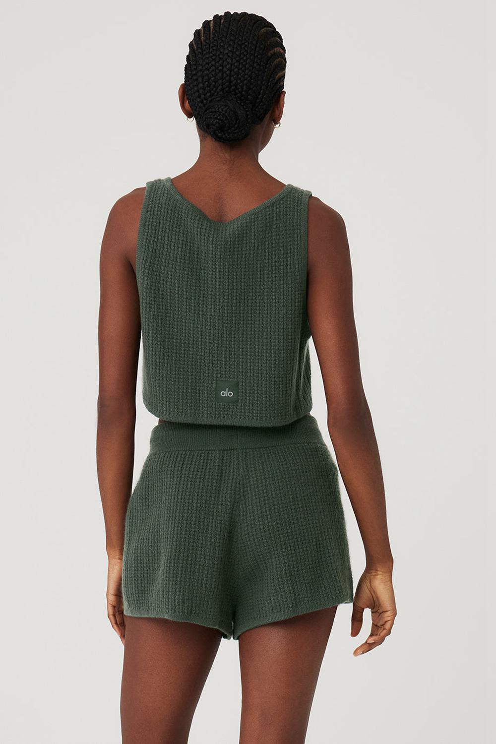 Camiseta Sin Mangas Running Alo Yoga Cashmere Plush Waffle Cropped Mujer Verde Menta | España  YKZN-87264