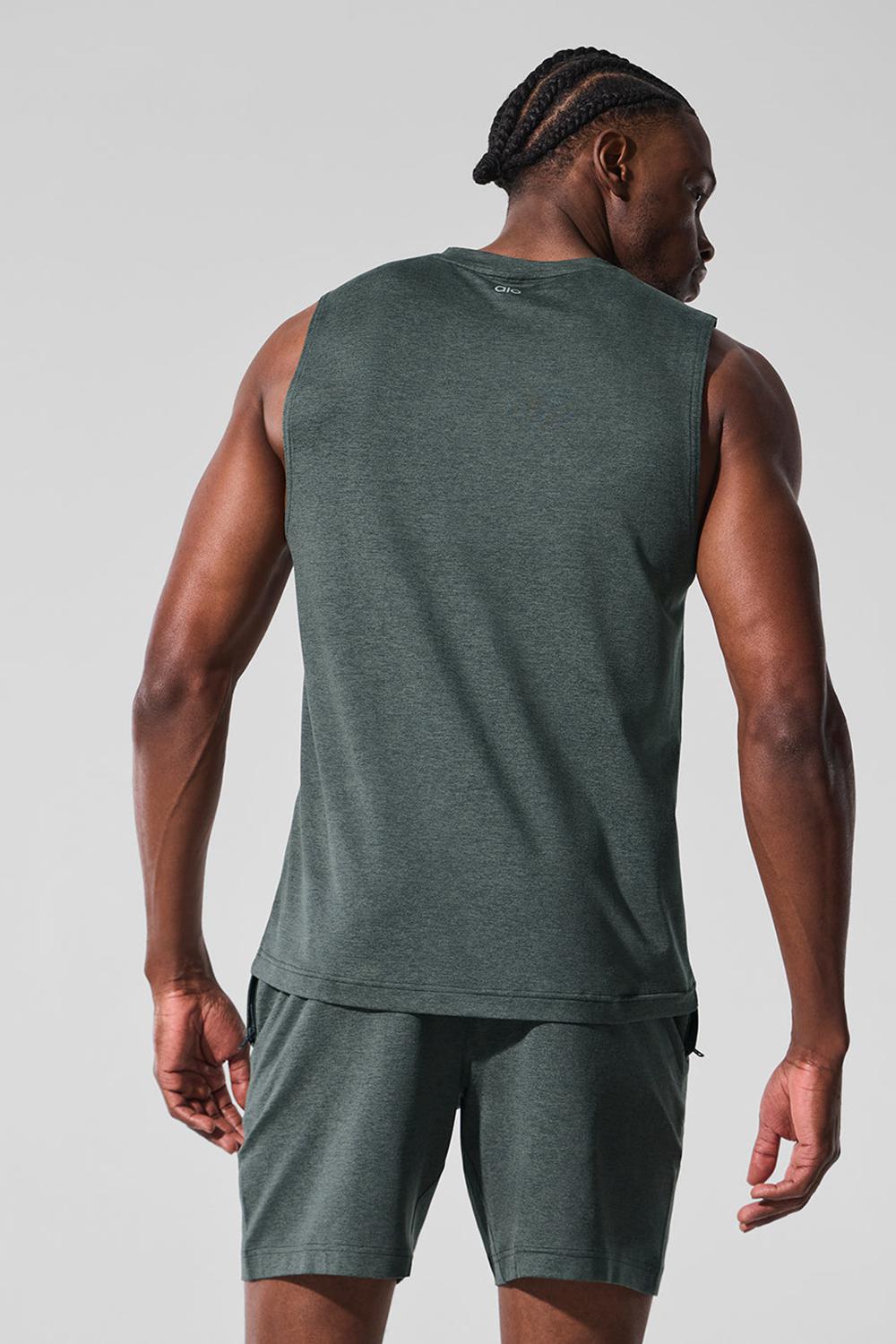 Camiseta Sin Mangas Running Alo Yoga Conquer Muscle Hombre Verde | España  LSGB-82691