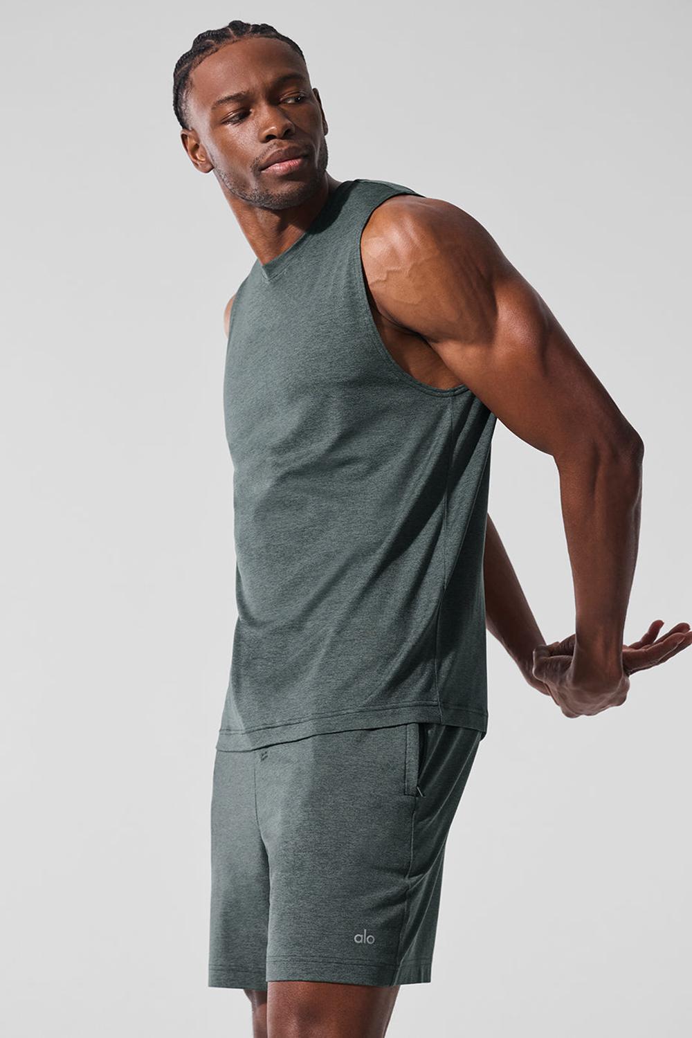 Camiseta Sin Mangas Running Alo Yoga Conquer Muscle Hombre Verde | España  LSGB-82691