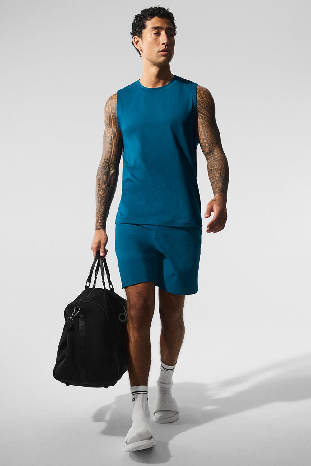 Camiseta Sin Mangas Running Alo Yoga Conquer Muscle Hombre Azules | España  IRCQ-09573