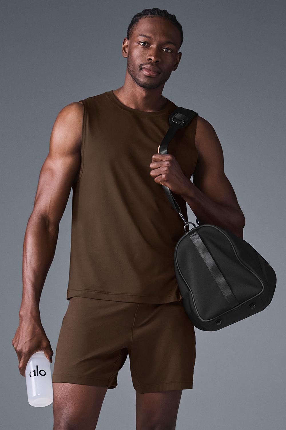 Camiseta Sin Mangas Running Alo Yoga Conquer Muscle Hombre Espresso | España  GMQI-67914