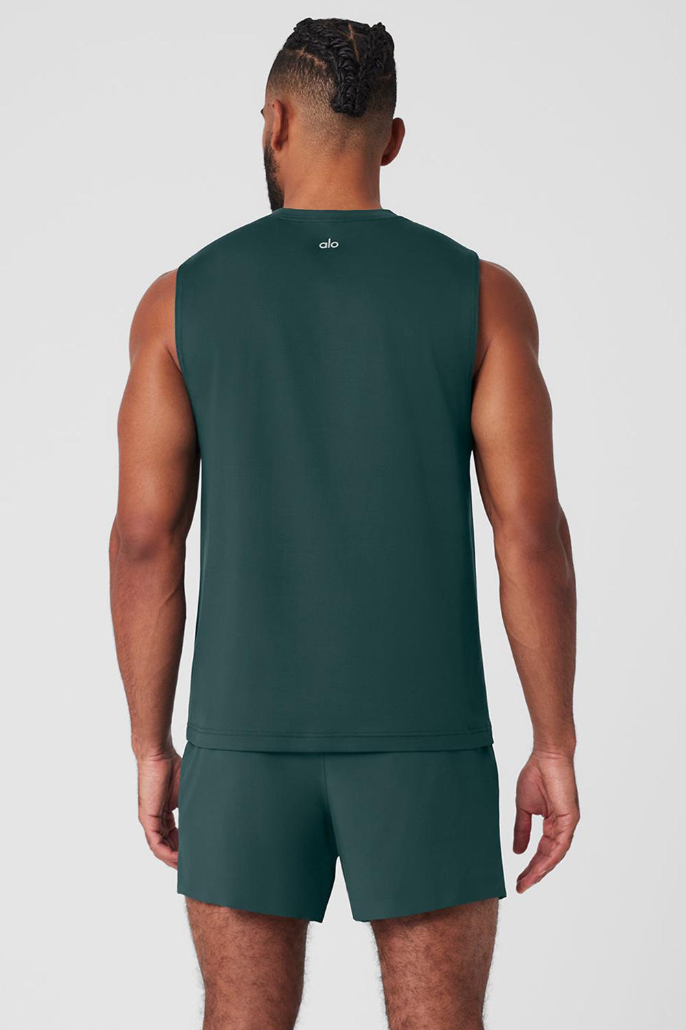 Camiseta Sin Mangas Running Alo Yoga Conquer Muscle Hombre Verde | España  RKBY-56173