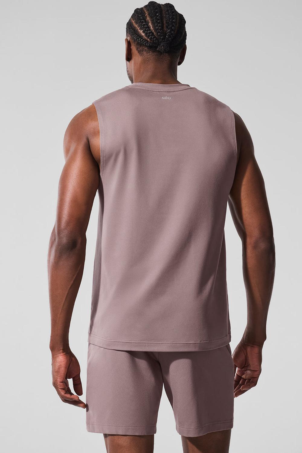 Camiseta Sin Mangas Running Alo Yoga Conquer Muscle Hombre Mushroom | España  OMDR-47098