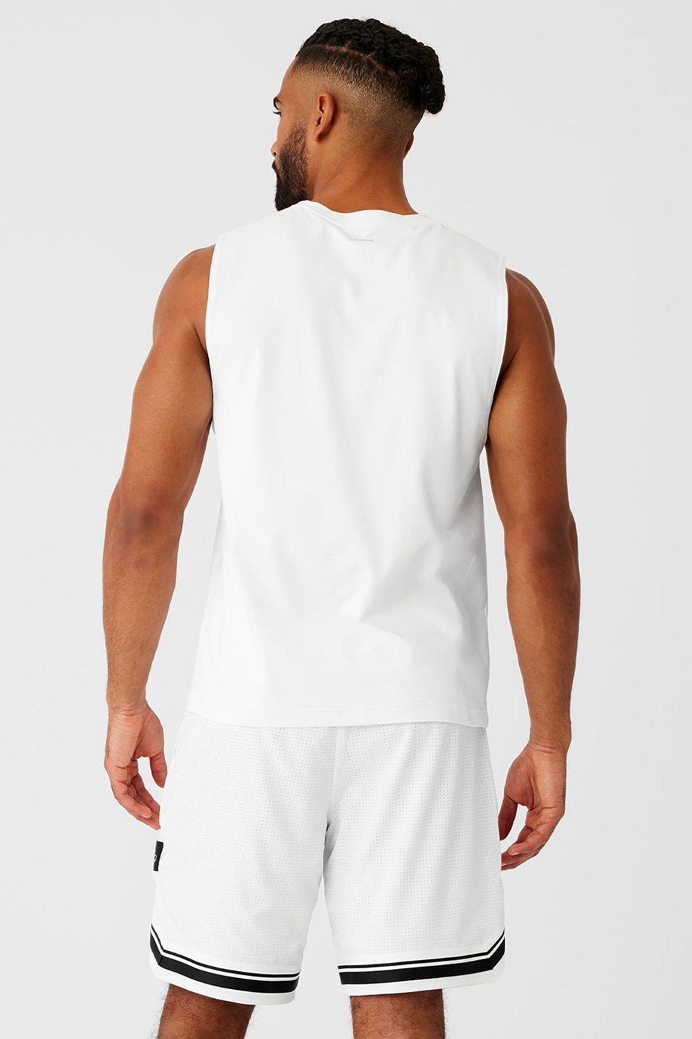 Camiseta Sin Mangas Running Alo Yoga Conquer Muscle Hombre Blancas | España  XFWA-30187