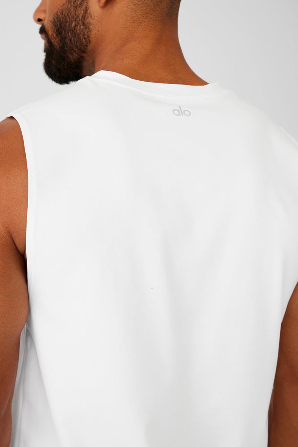 Camiseta Sin Mangas Running Alo Yoga Conquer Muscle Hombre Blancas | España  XFWA-30187