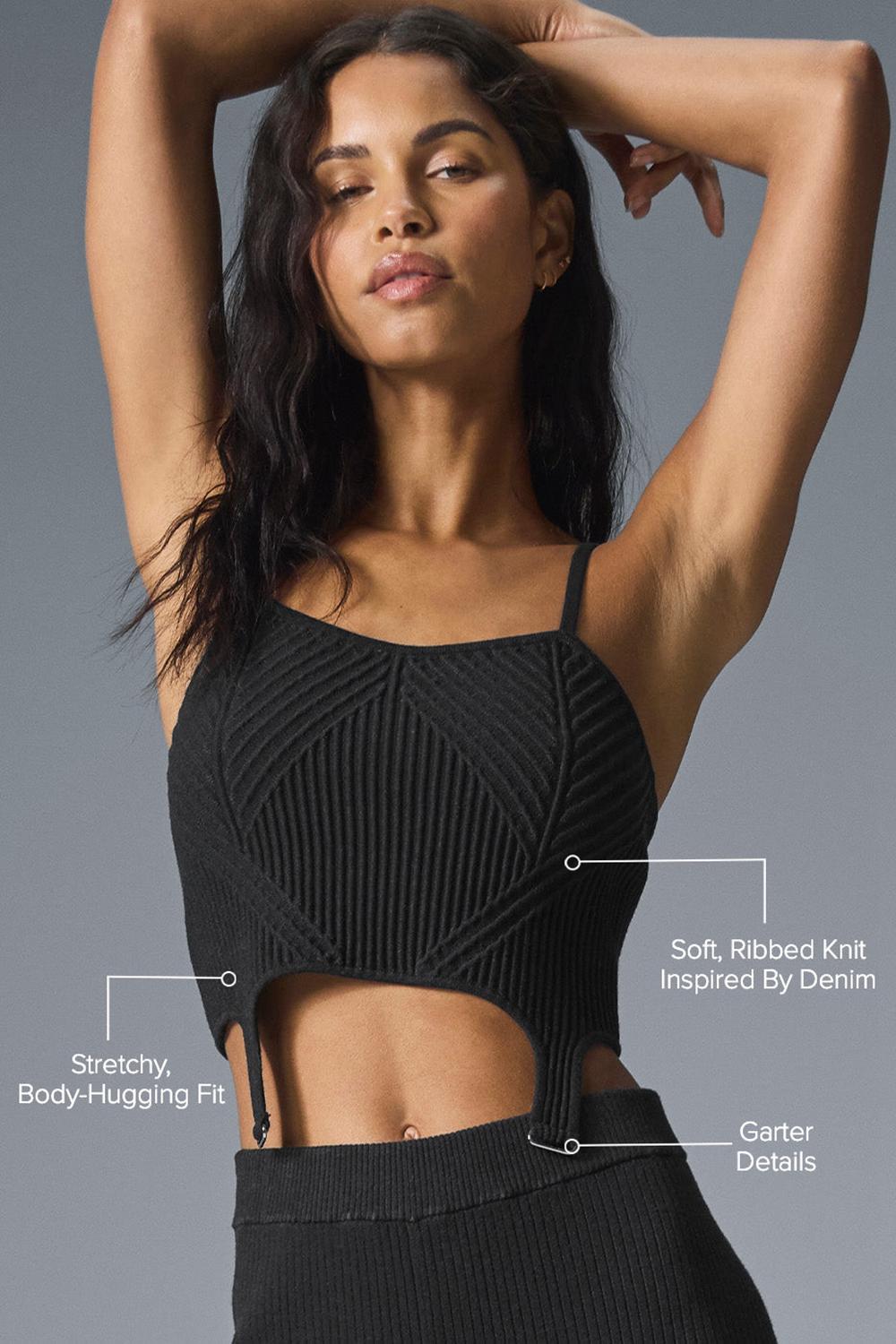Camiseta Sin Mangas Running Alo Yoga Denim Knit Garter Mujer Negras | España  UEQO-05436