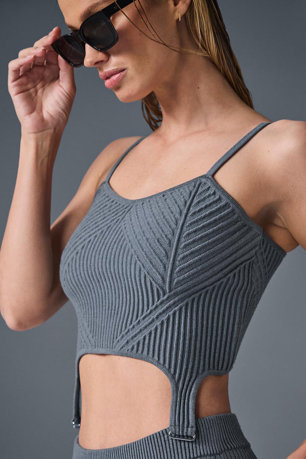 Camiseta Sin Mangas Running Alo Yoga Denim Knit Garter Mujer Gris | España  KOBX-93815