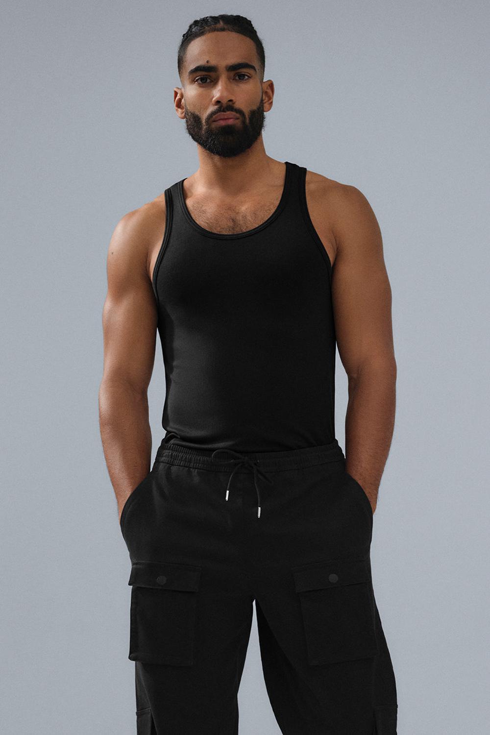 Camiseta Sin Mangas Running Alo Yoga Everyday Modal Rib Hombre Negras | España  IKYP-15284
