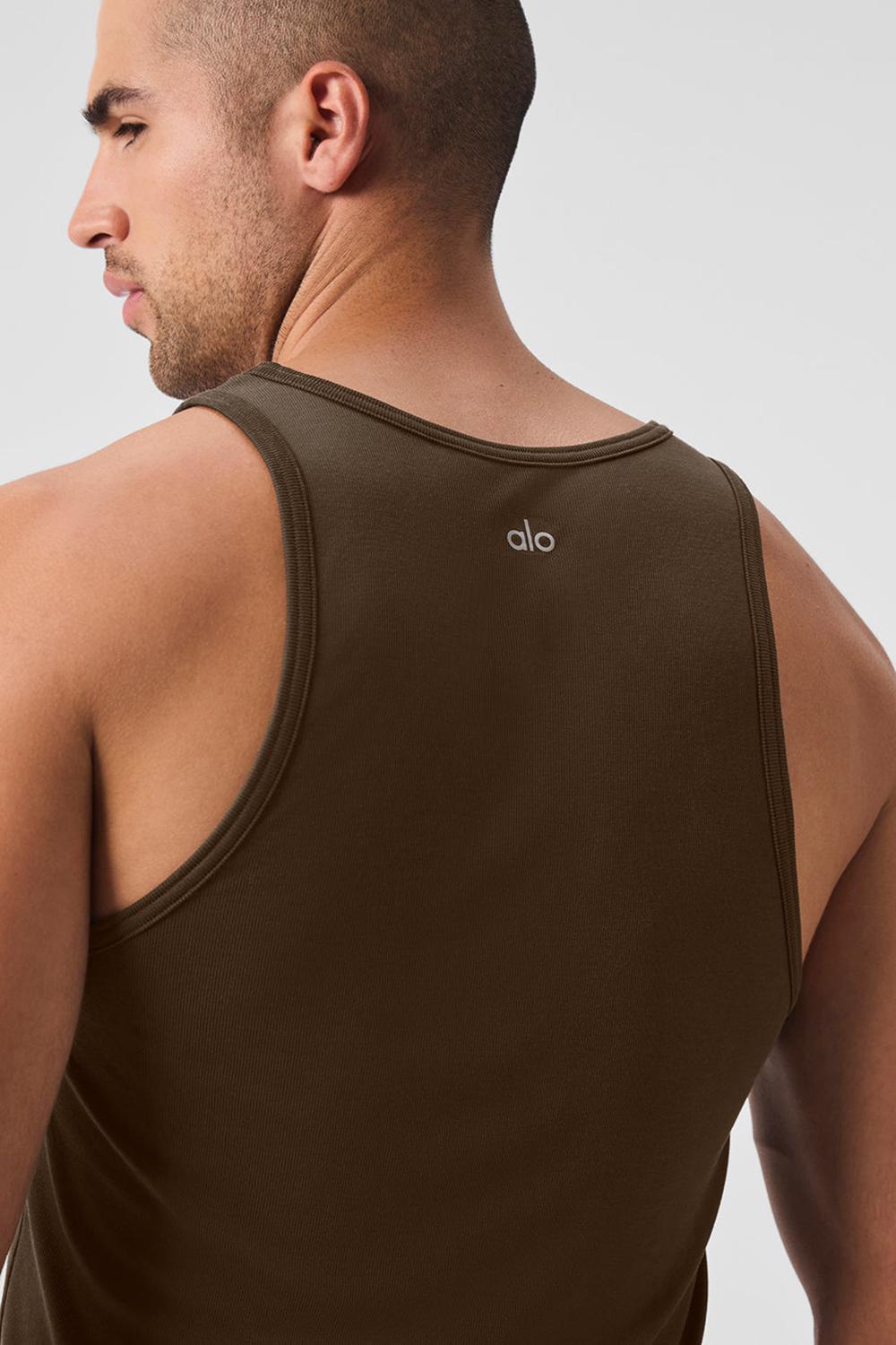Camiseta Sin Mangas Running Alo Yoga Everyday Modal Rib Hombre Espresso | España  HRZY-75280
