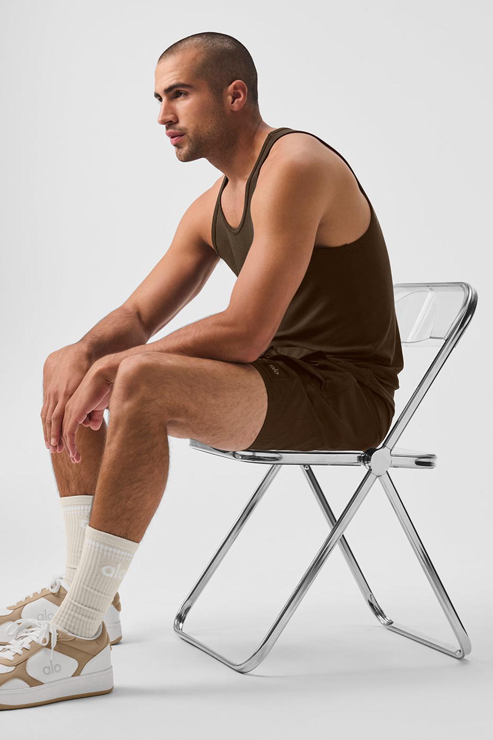 Camiseta Sin Mangas Running Alo Yoga Everyday Modal Rib Hombre Espresso | España  HRZY-75280