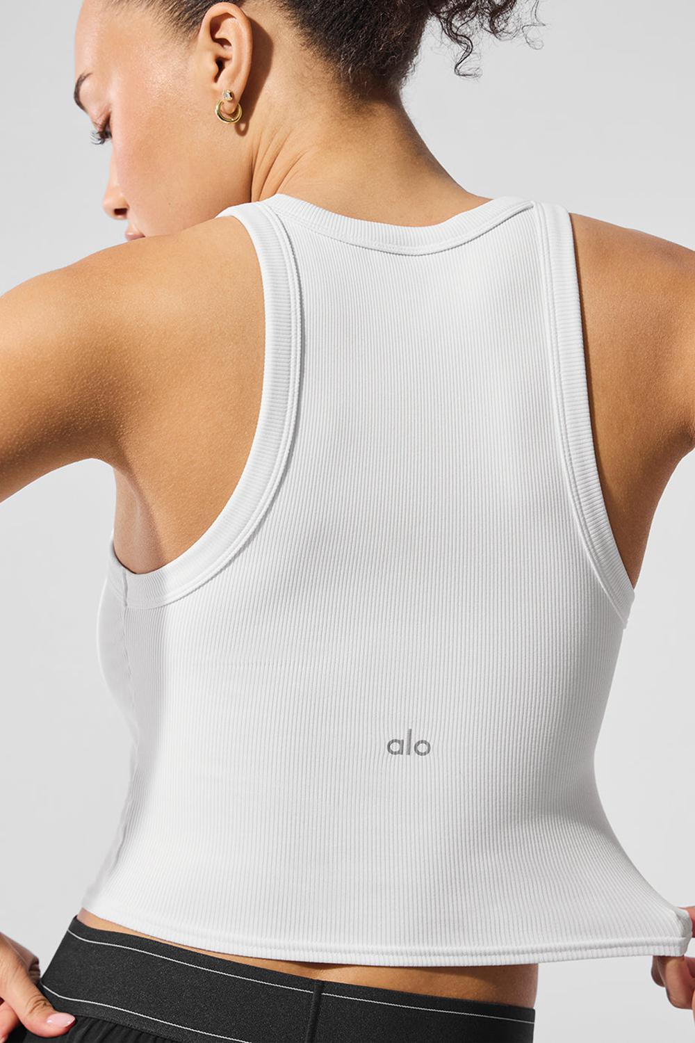 Camiseta Sin Mangas Running Alo Yoga Goddess Ribbed Go-To Mujer Blancas | España  WFEP-62548