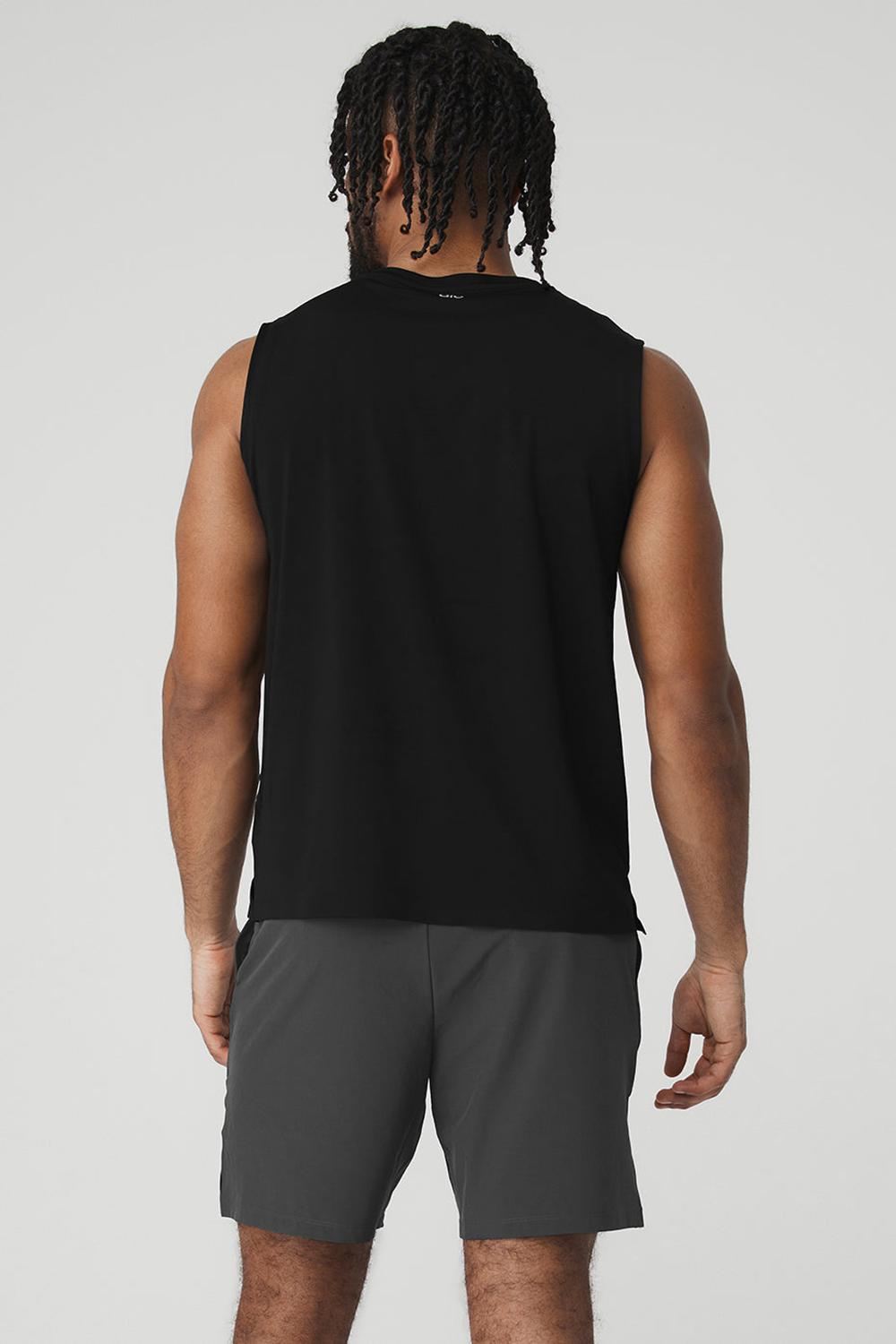 Camiseta Sin Mangas Running Alo Yoga Idol Performance Hombre Negras | España  YKWJ-53618