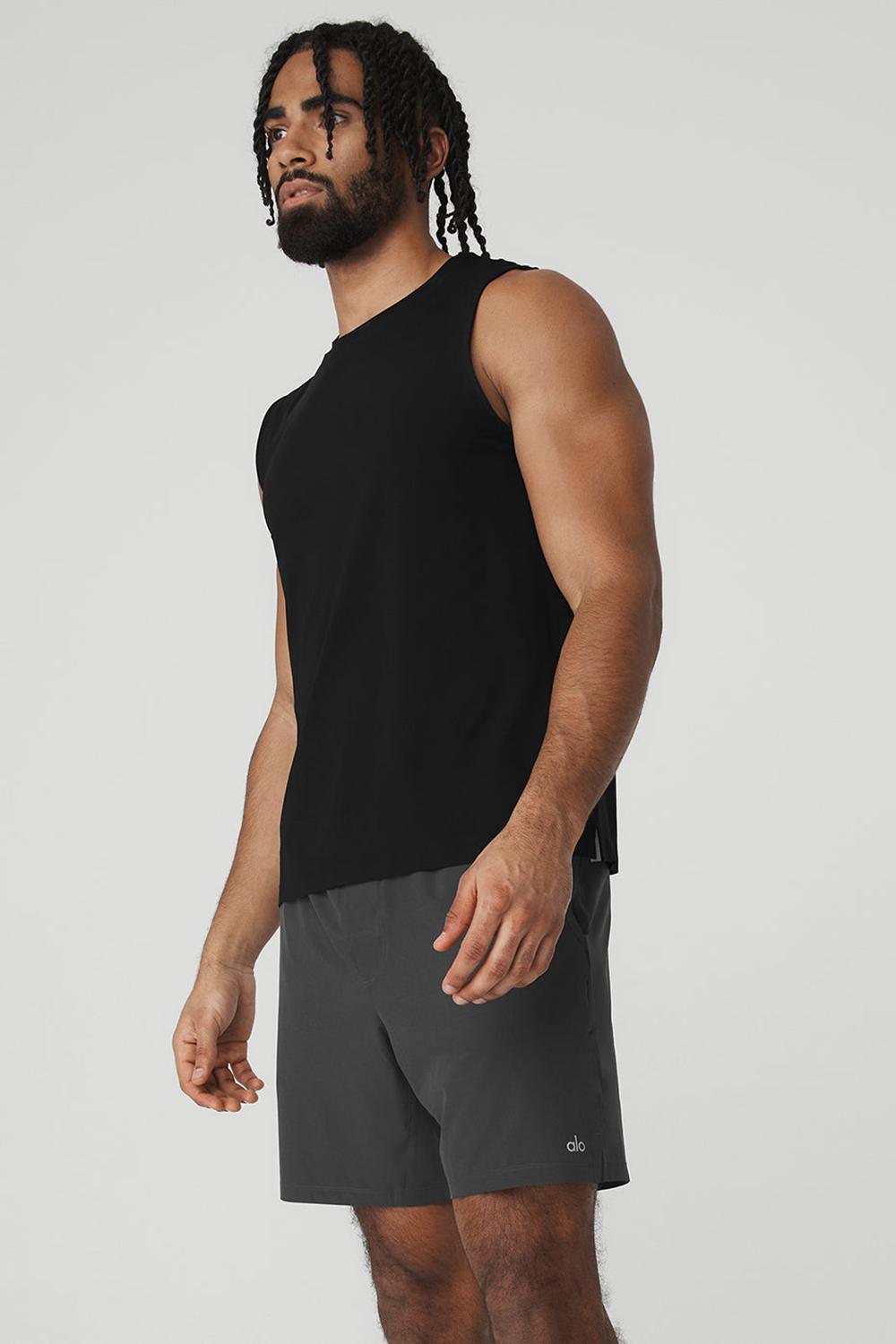 Camiseta Sin Mangas Running Alo Yoga Idol Performance Hombre Negras | España  YKWJ-53618