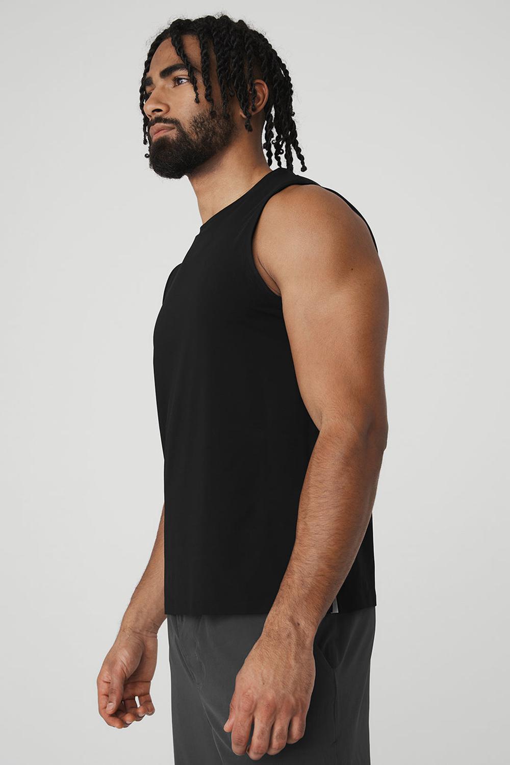 Camiseta Sin Mangas Running Alo Yoga Idol Performance Hombre Negras | España  YKWJ-53618
