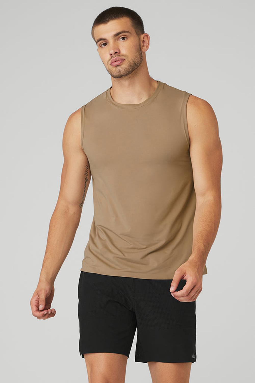Camiseta Sin Mangas Running Alo Yoga Idol Performance Hombre Gravel | España  PUKI-95870